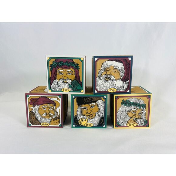 House of Lloyd Christmas: Santa Through the Years Blocks Set of 5 - Picture 1 of 7